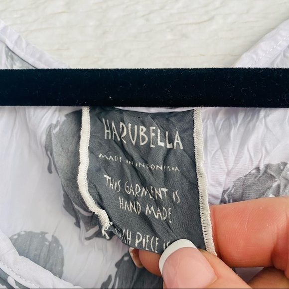 HARUBELLA | Black & White Sleeveless Modern Tunic Top Medium - Picture 6 of 6